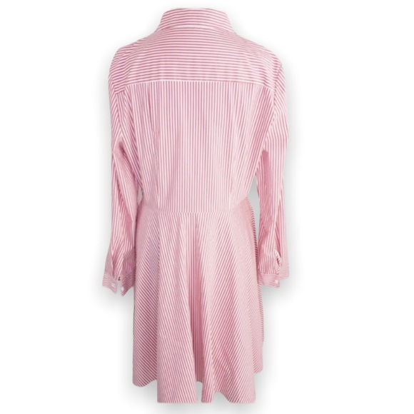 Cremieux Emily Red and White Stripe Pin-tuck Button Down Shirt Dress - Picture 5 of 14